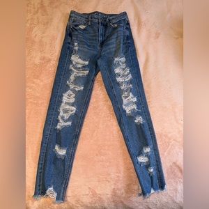American Eagle Size 4 Blue Denim Low Rise Super Skinny Jeans